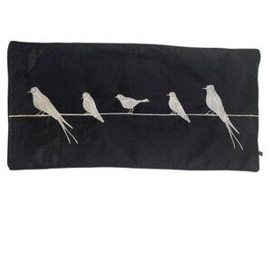 Rodeo Home Rectangle Decorative Pillow Case Black Embroidered Birds 26” x 13”